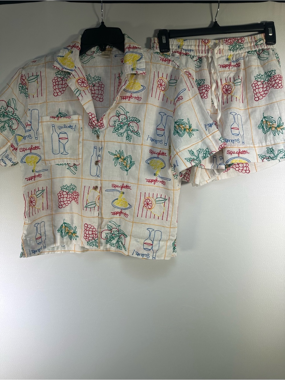 Magaschoni White Linen Set with Embroidery